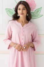 Gulbarg Pink Handloom Kurta - Image 5