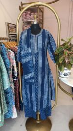 "Nazar" Indigo Hand Embroidered Kurta Set with dupatta(3pc) - Image 3