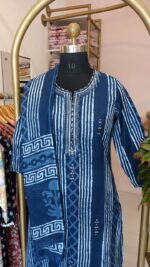 "Nazar" Indigo Hand Embroidered Kurta Set with dupatta(3pc) - Image 5