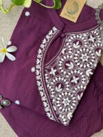 "Roohani" Burgundy Chikankari Kurta Set(2pc) - Image 4