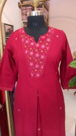 "Mahua" Hand Embroidered Cotton Kurta Set(2pc) - Image 6