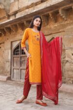 Haldi Ready Mustard-Red Suit - Image 3