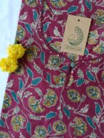 Hand Block Printed Majenta Jaal Cotton Kurta - XXL - Image 2