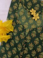 "Qurbat" Green Bagru Hand Block Printed Cotton Kurta - S - Image 2