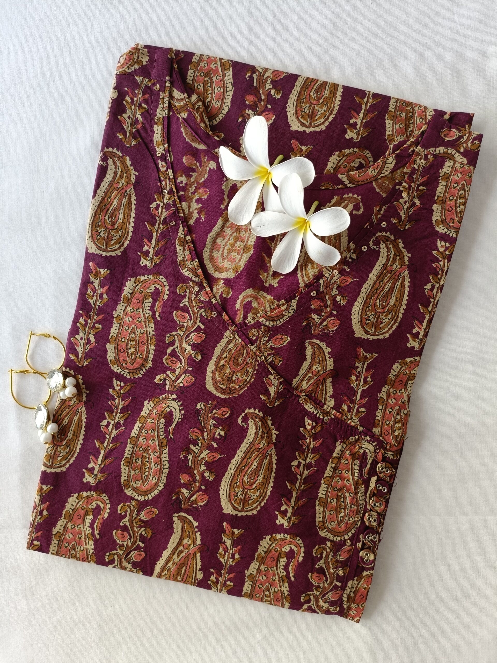 IMG20230712170644-scaled-1.jpg "Maham" hand block printed angrakha cotton Kurta - Image 1