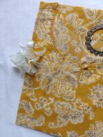 Basant yellow laced cotton Kurta - Big Size - Image 2