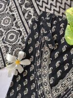 Black Bagru Hand Block Pritned Angrakha Kurta Set(3pc) - Image 3