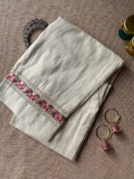 Slub cotton embroidered Straight Pants - Image 2