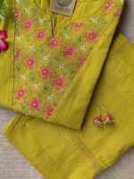 "Rakul" Hand Embroidered Cotton Kurta Set(2pc) - Image 3