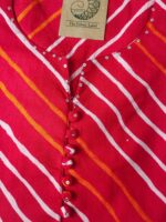 Red Lehriya Buttoned Cotton Kurta-L - Image 2