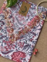 "Shweta" Hand Work Embellished Cotton kurta - Image 3