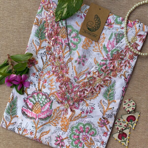 "Aabheri" Hand Work Embellished Cotton kurta
