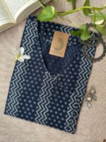 "Ira" Blue Angrakha Cotton Kurta