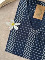 "Ira" Blue Angrakha Cotton Kurta - Image 3