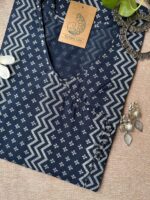 "Ira" Blue Angrakha Cotton Kurta - Image 2