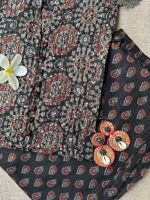 "Noora" Black Ajrakh hand block printed suit set(3 pc) - Image 2