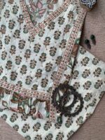 "Malini" Hand Block Printed Cotton Kurta Set(3pc) - Image 4