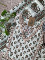 "Malini" Hand Block Printed Cotton Kurta Set(3pc) - Image 5