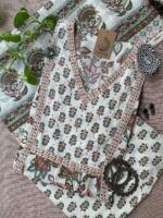 "Malini" Hand Block Printed Cotton Kurta Set(3pc)