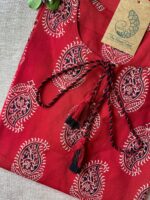 "Paakhi" Deep Red Paisley Hand Block Printed Cotton kurta - Image 3