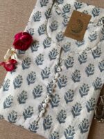 "Tulip" White Boota Floral Cotton Kurta - Image 2