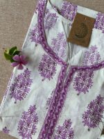White Lilac Sanganer Cotton Kurta - XXL - Image 2