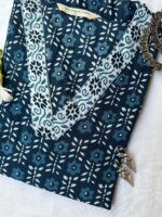 "Maahi" Indigo Hand Block Printed cotton kurta - Image 2