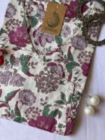 Lilac "Bageecha" Hand block printed Angrakha Cotton Kurta - Image 2