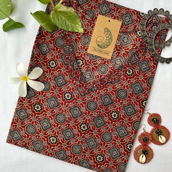 "Aiza" Ajrakh Hand Block Printed Cotton kurta