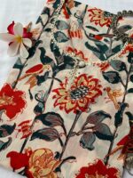 Cream Floral Bird Cotton Kurta - Image 2