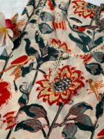 Cream Floral Bird Cotton Kurta - Image 4