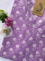 Hand Block Printed "Daisy" Lavender Cotton Kurta - Image 2