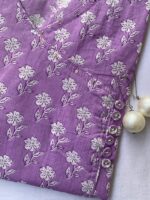 Hand Block Printed "Daisy" Lavender Cotton Kurta - Image 3