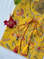 "Flavia" Yellow Sanganeri Hand Block Printed Cotton kurta - Image 2