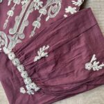 "Farzana" Mauve Hand Embroidered Kurta Set(2pc) - Image 5