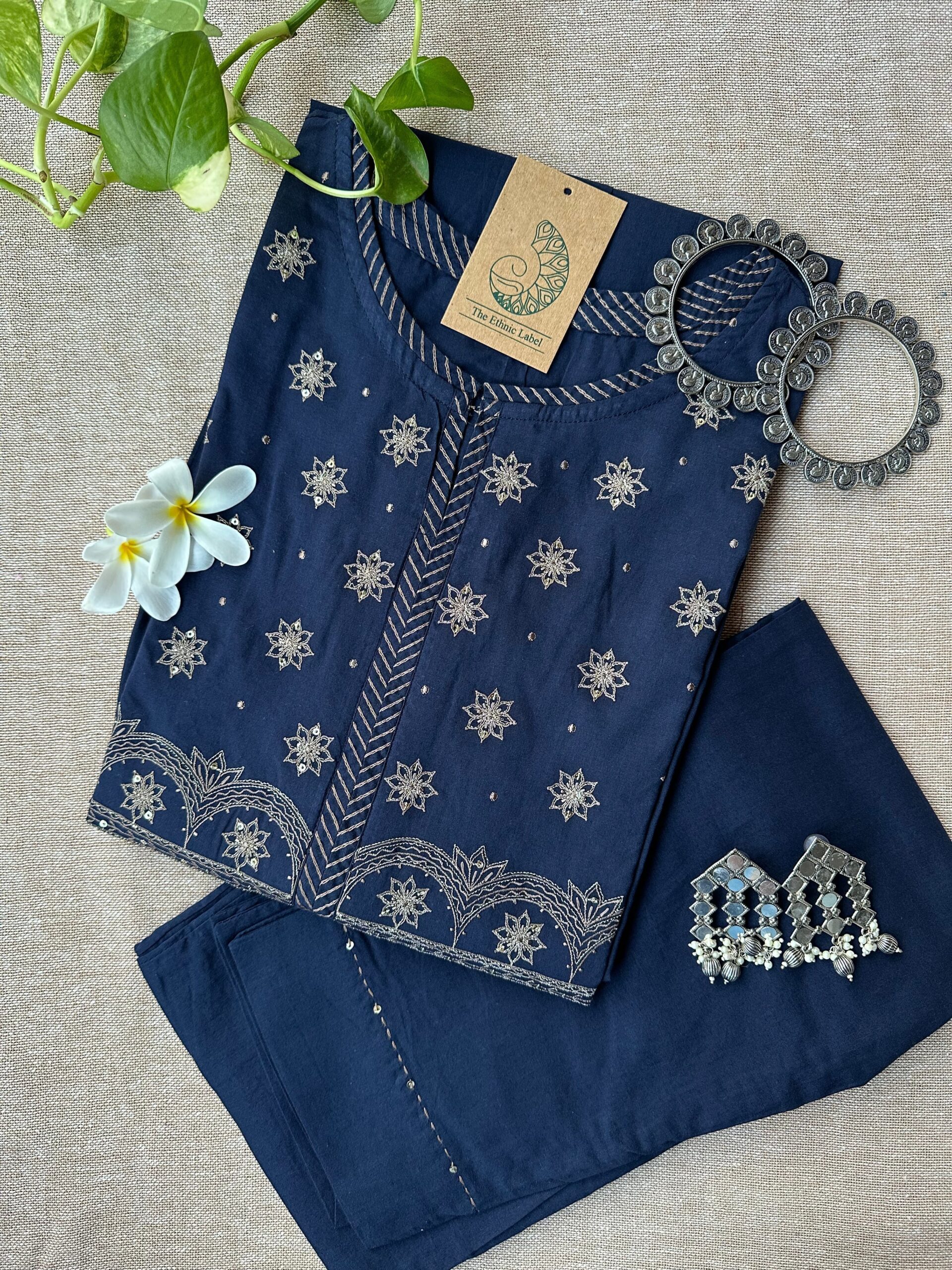 IMG_5518-scaled-1.jpg "Tara" Hand Embroidered Blue Kurta Set(2pc) - Image 1