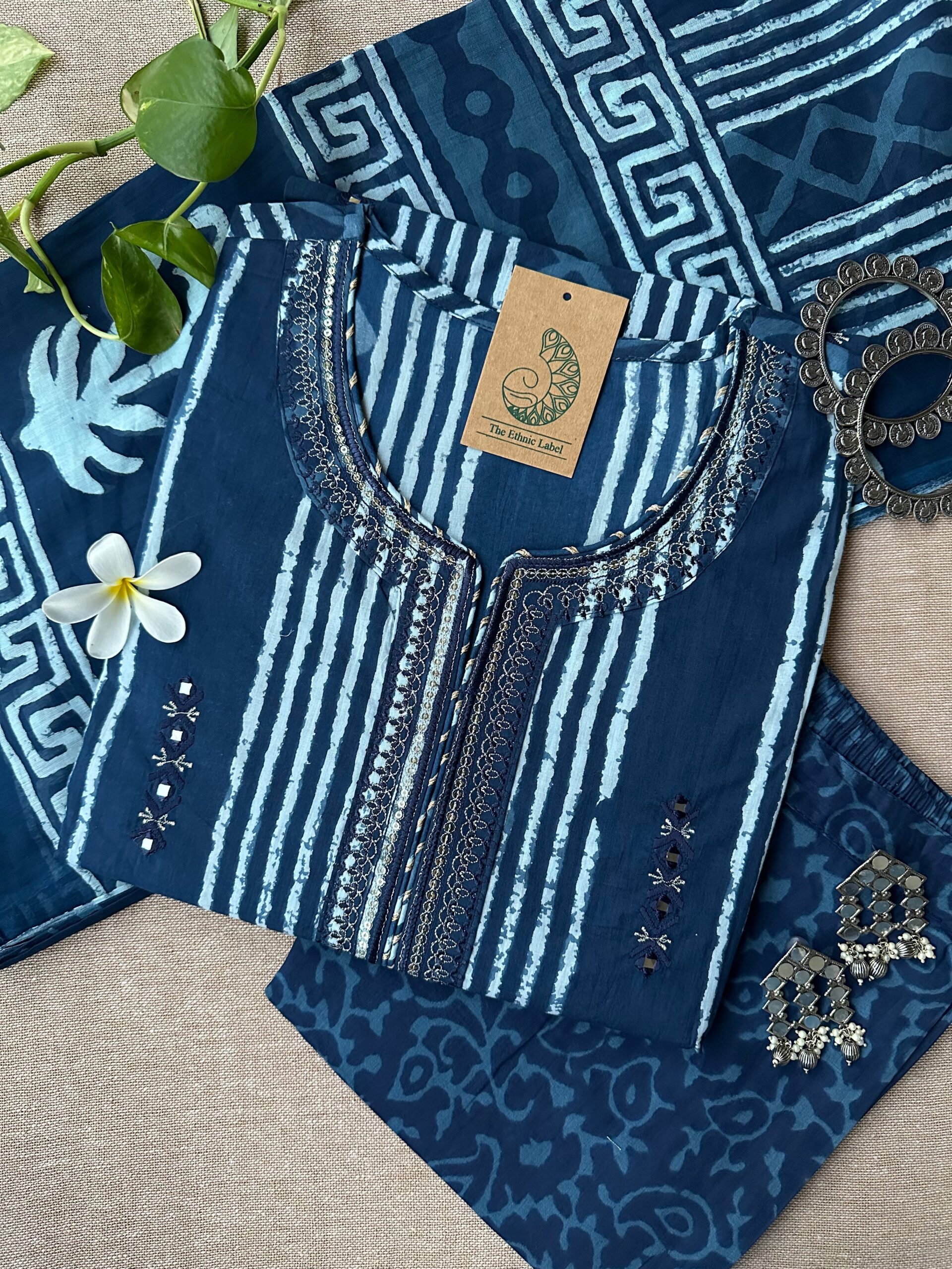 IMG_5576-scaled-1.jpg "Nazar" Indigo Hand Embroidered Kurta Set with dupatta(3pc) - Image 1