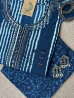 "Nazar" Indigo Hand Embroidered Kurta Set with dupatta(3pc) - Image 4