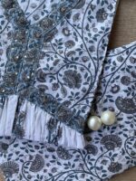 White Grey Mughal Cotton Kurta Set - 3pc - Image 2