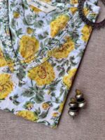 "Marigold" Yellow Hand Block Printed Cotton kurta - Image 4