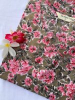 "Carnation" Olive-Pink Cotton Kurta - Image 2