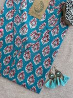 Syona Blue Boota Hand Block Printed Cotton kurta - Image 3