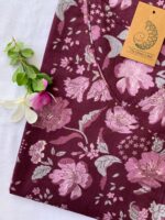 Deep Purple Jaal Sanganeri Angrakha Cotton Kurta - Image 2
