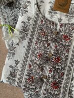 "Nigra" White Black Kurta Pant Set - 3 pc - Image 2