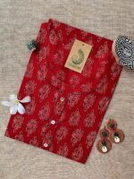"Roohani" Bagru Kantha Buttoned Cotton kurta