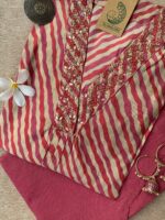 "Sandhya" Hand Embroidered Muslin Kurta Set(2pc) - Image 2