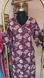 "Haseen" Purple Angrakha Cotton Kurta - Image 5