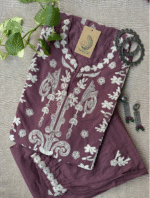 "Farzana" Mauve Hand Embroidered Kurta Set(2pc)