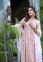 Orange Floral Cotton Suit Set - Image 4