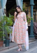 Orange Floral Cotton Suit Set - Image 3